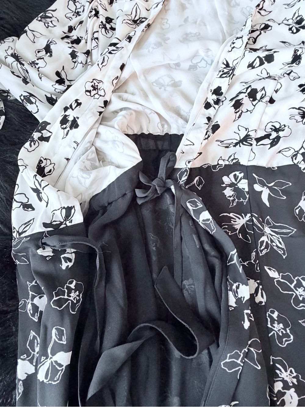 Lane Bryant Black and White Floral Midi Wrap Dress - Picture 10 of 10